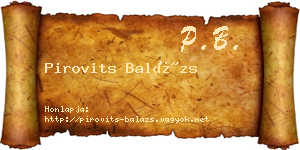 Pirovits Balázs névjegykártya